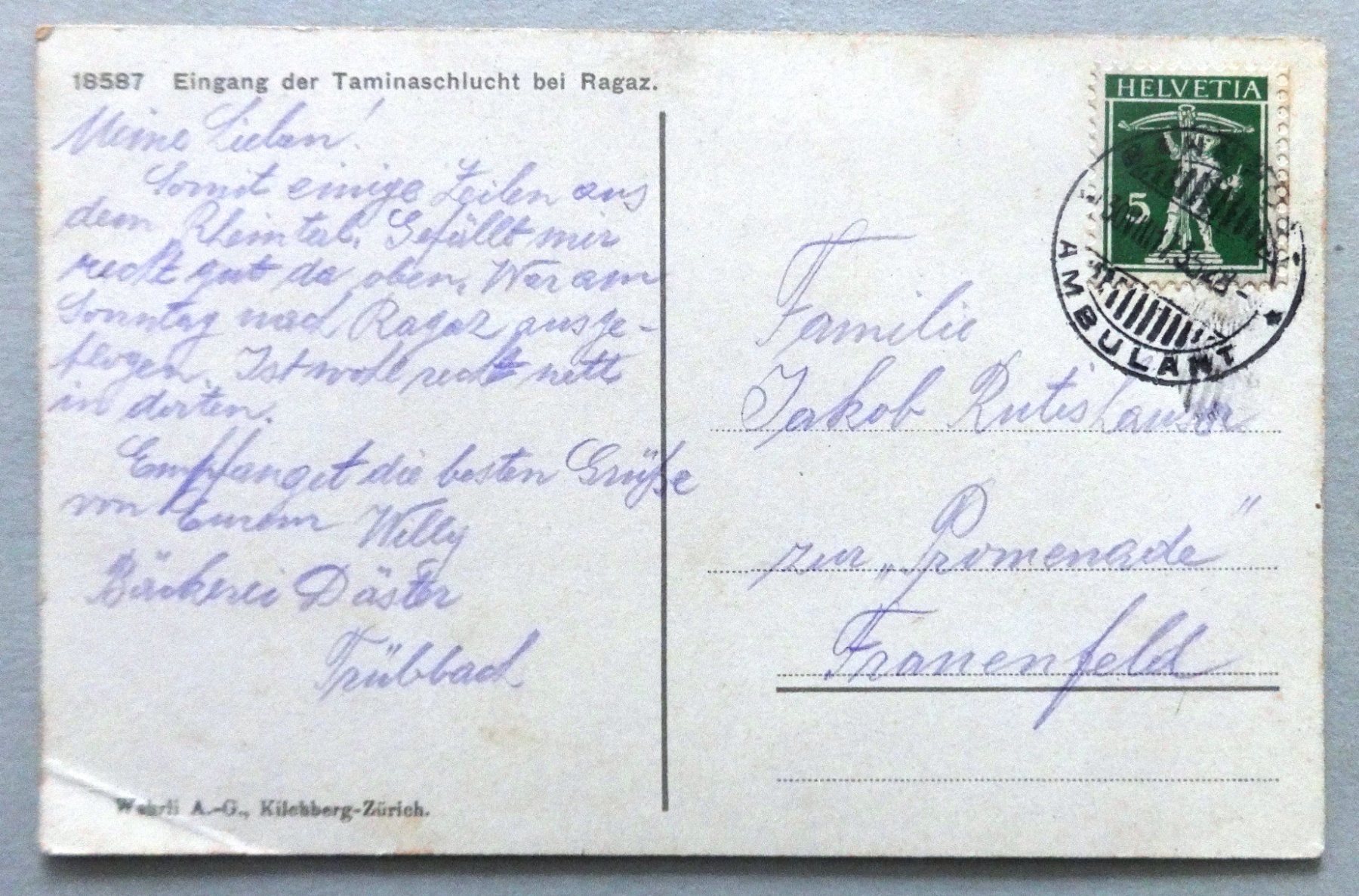 Cartoline postali: Eingang der Taminaschlucht bei Ragaz – Difettoso da Fétigny venduto da Billy2miny 1