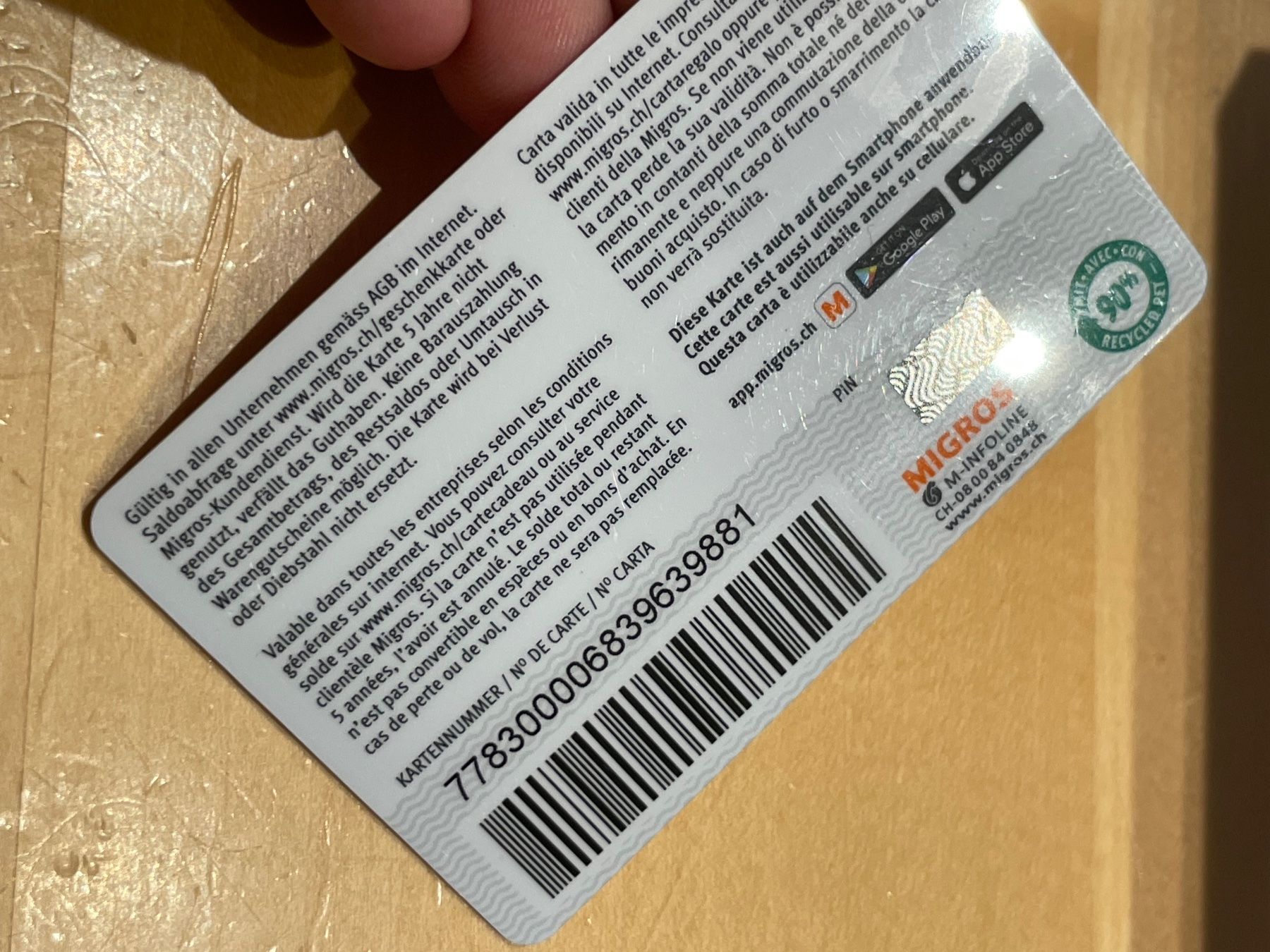 Karten: Migros Visana Geschenkkarte LEER – Gebraucht aus Niederwangen BE von m_s13 5