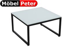 Salontisch 60x60 mit Glasplatte weiss