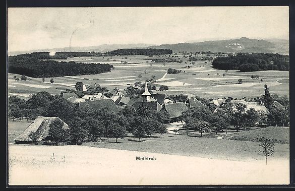 Ansichtskarten: AK Meikirch, Gesamtansicht, 1908 – Gebraucht aus Berlin von bartko-reher