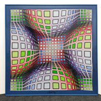 Victor VASARELY (1906-1997) - Op Art Siebdruck auf Seide