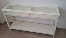 IKEA LIATORP console table, blanc avec plateau en verre. 
