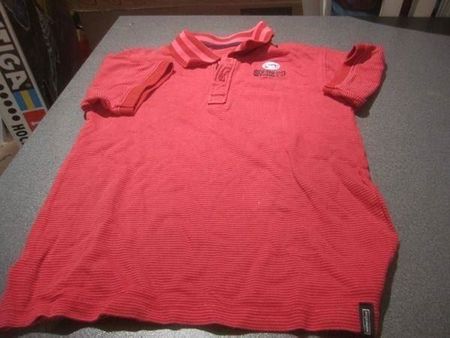 Polo-Shirt ca. Grösse 134, rot fein gestreift