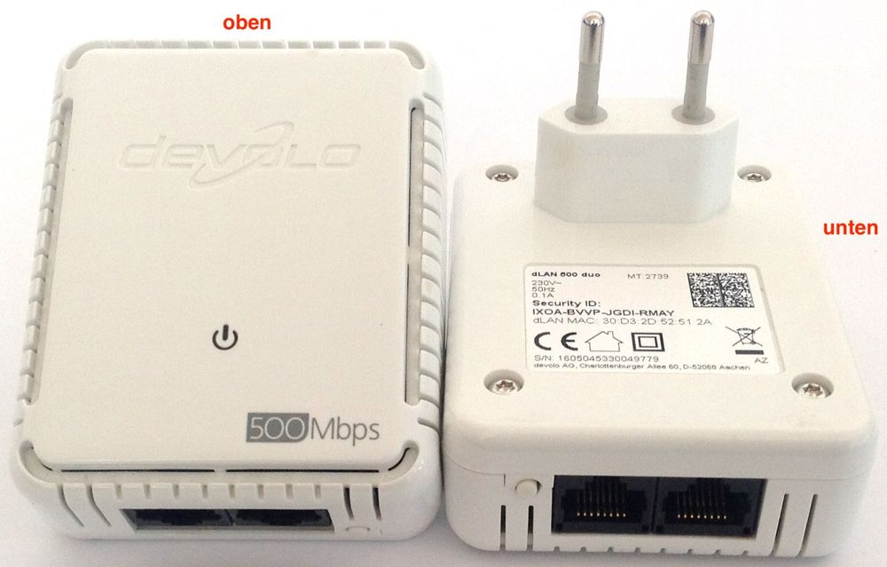 Devolo dLan 500 duo PowerLine-Adapter 500Mbps 2xRJ45 2er-P. (Gebraucht ...