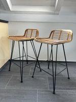 Barhocker Rattangeflecht 2er Set Metallbeine neuwertig