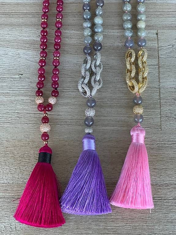 Catenine: Schöne Stein Perlenkette mit Quaste Tassel – Usato da Buchs SG venduto da jco_st8t 3
