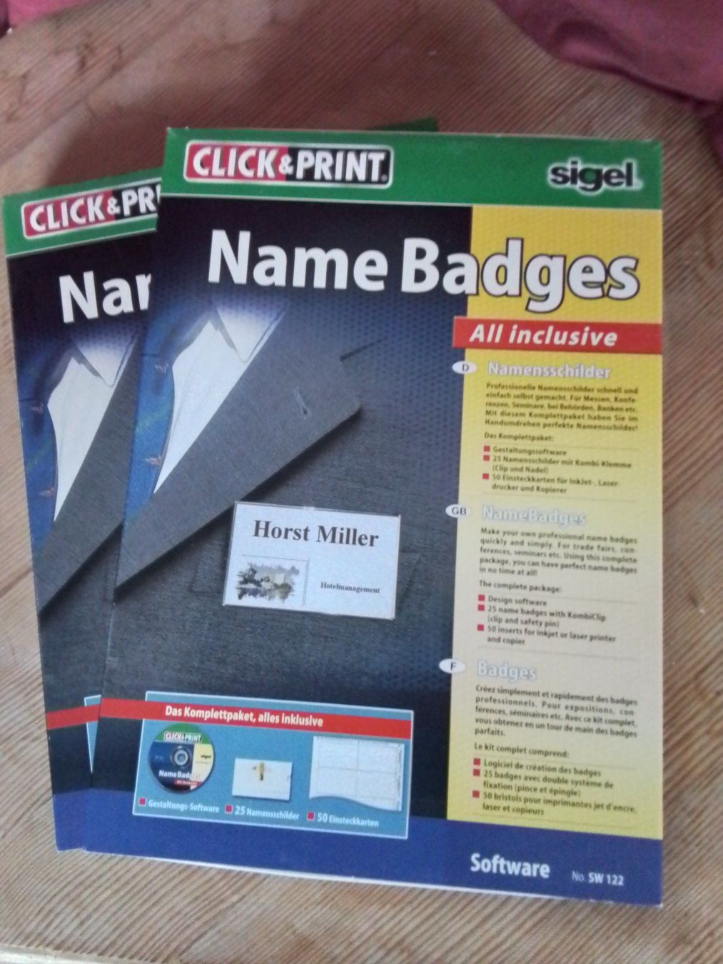 Plaketten & Abzeichen: Sigel Namensschilder Click & Print, 20 Badges, 28 Kärtchen – Neu (gemäss Beschreibung) aus Oberurnen von DVDL