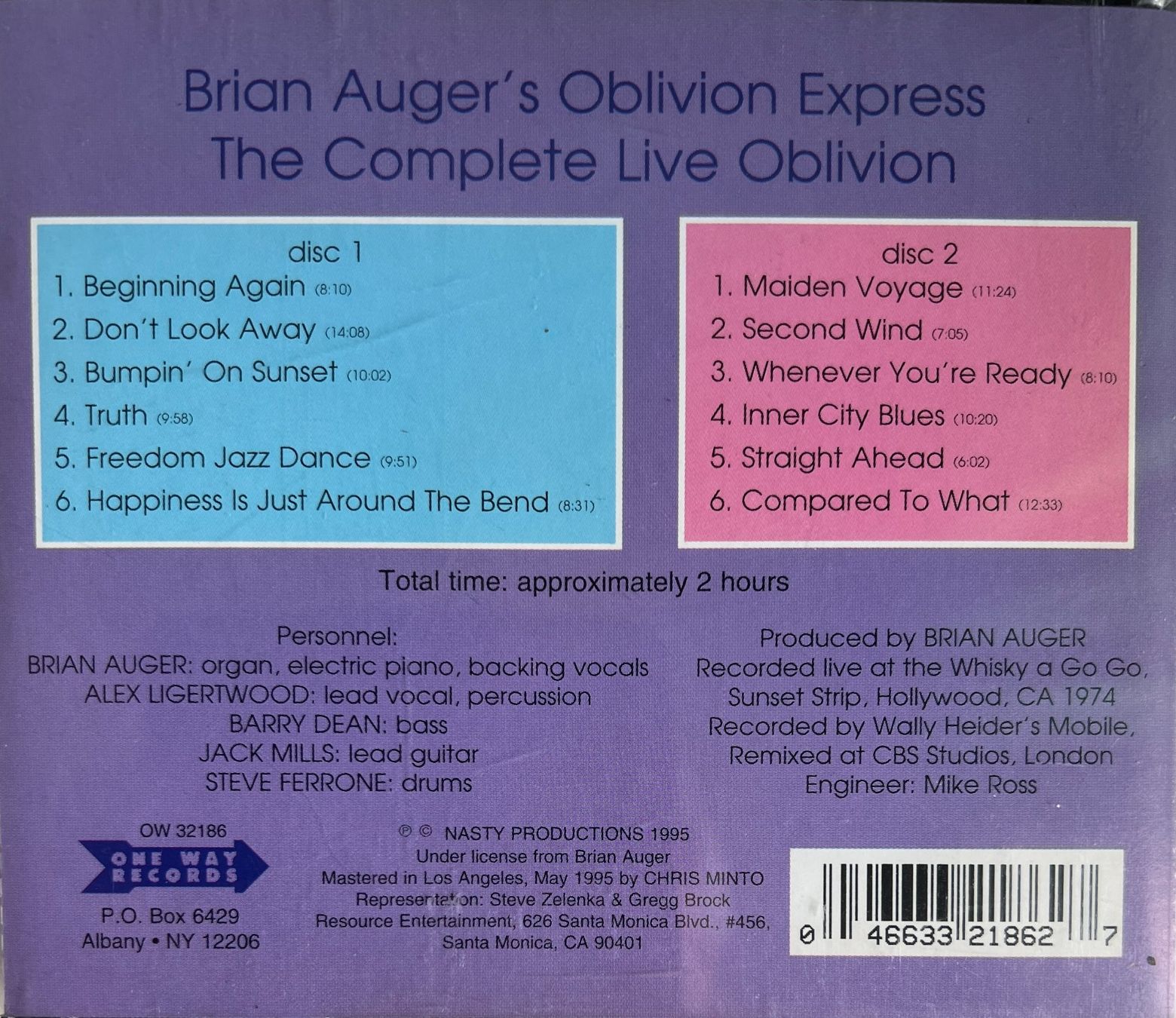 CD: BRIAN AUGER / The Complete Live Oblivion (3CD) – Usato da Bischofszell venduto da kustavi 1
