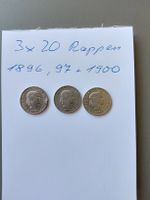 3x 20 Rappen 1896, 97 und 1900