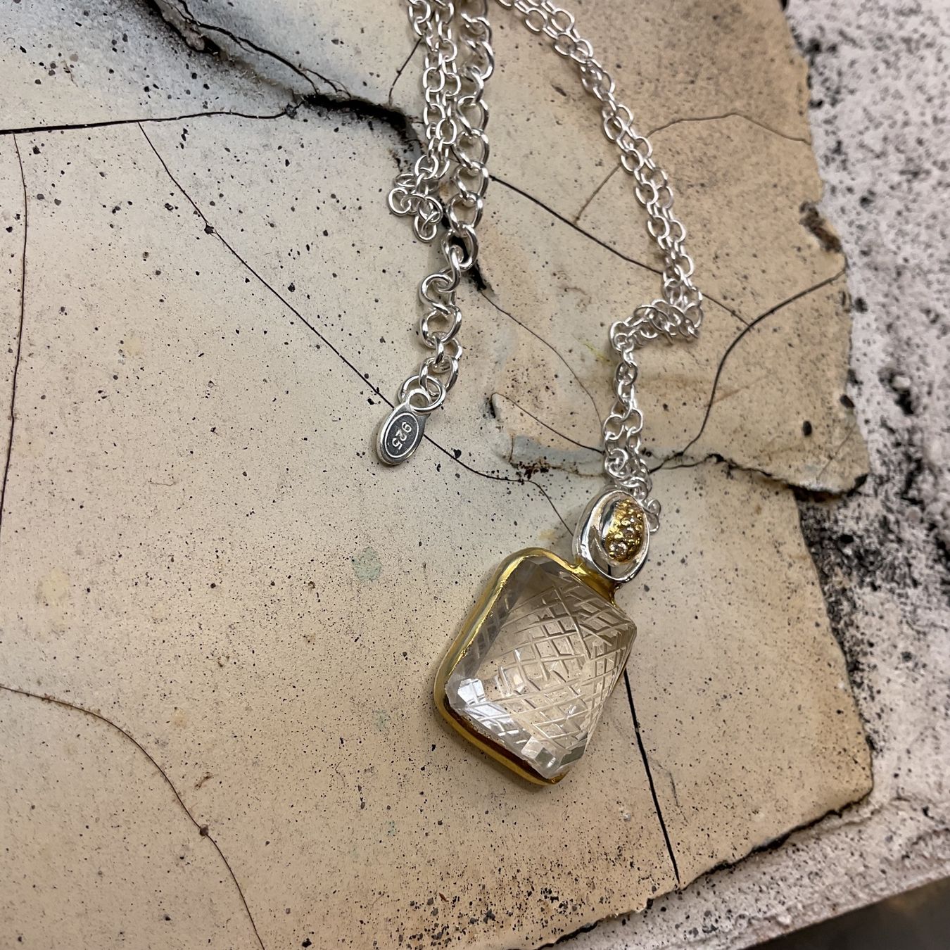 Catenine: Art Deco Stil Collier, Sterlings. mit Quarz – Nuovo (secondo la descrizione) da Luzern venduto da S.Kern01 1