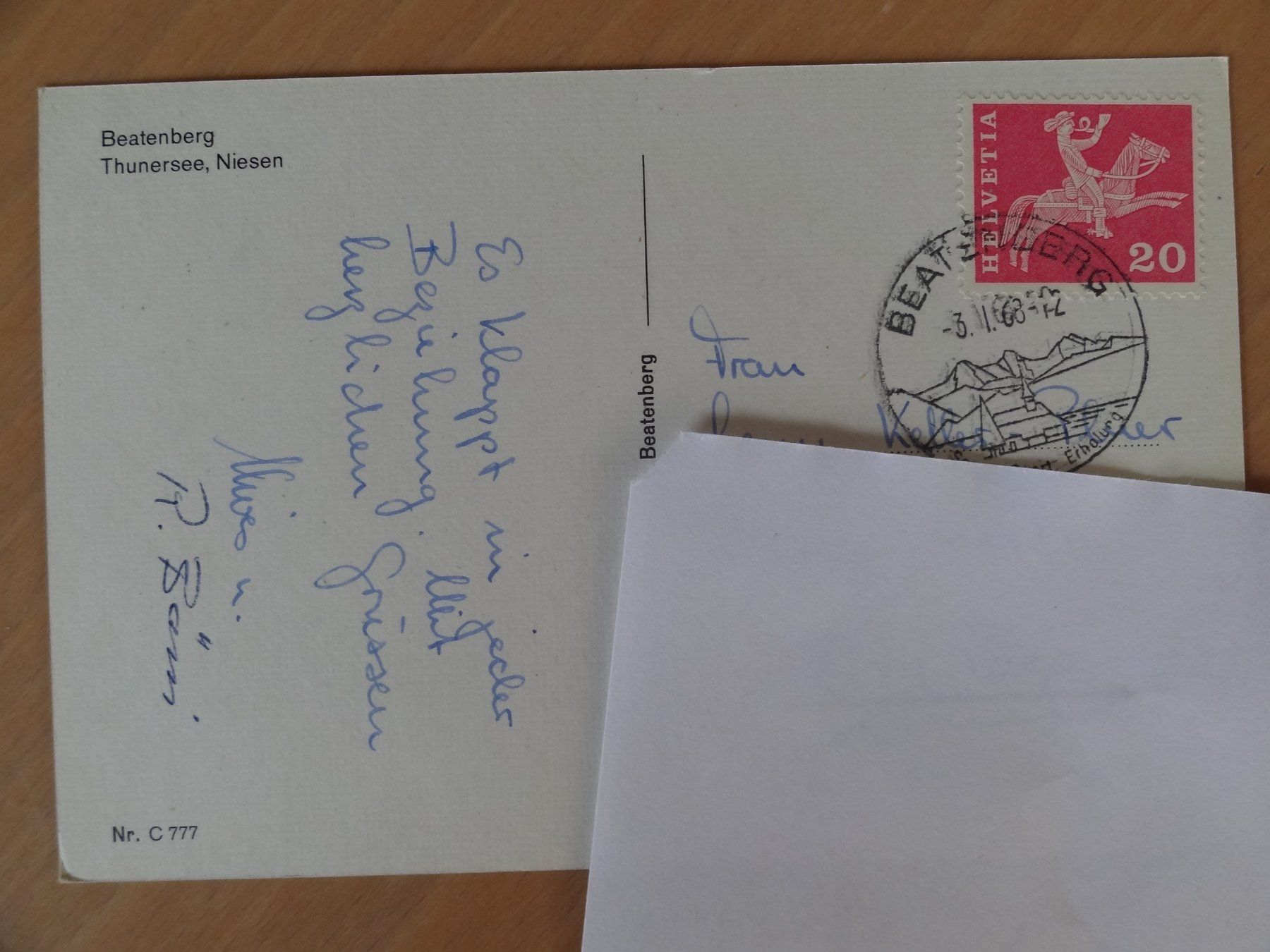 Cartoline postali: BEATENBERG - vue sur Thunersee - 1968 – Usato da St Léonard venduto da Riglin 1