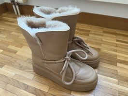ESTRO Women's Brown Leather Fur Lined Show Boots Size 38