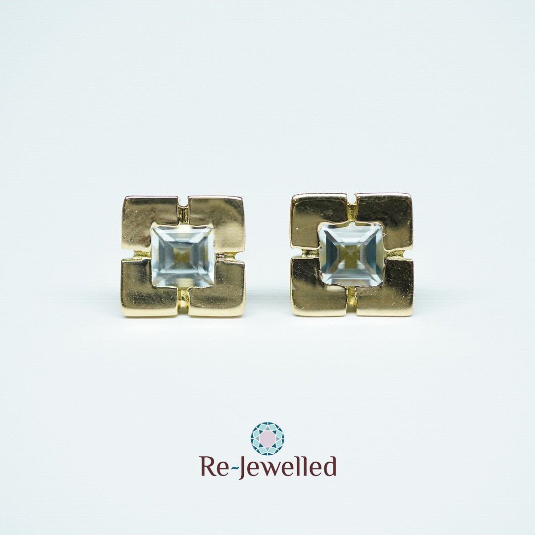 Orecchini pendenti & Orecchini a lobo: Ohrstecker 14k Gelbgold mit Aquamarin – Usato da Bülach venduto da Re-Jewelled 5