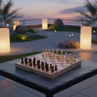 Jeu d’échecs pliable en bois de 28,7 cm x 28,7 cm / NEUF