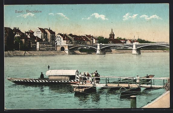 Cartoline postali: Basel, Brücke und Rheinfähre, Im Hinte – Usato da Berlin venduto da bartko-reher