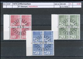 1970 "Ziffermarken" - Viererblock, ET -gestempelt