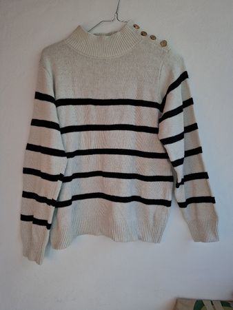 Pullover Chicoree gestreift weiss schwarz Grösse L