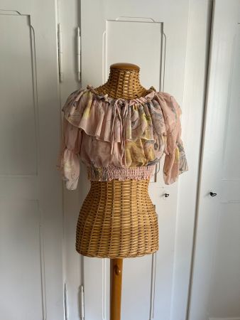 Cropped Chiffon Oberteil rosa - 36