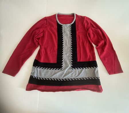 Rotes Damen Langarmshirt Gr. S- M gestreift elegant