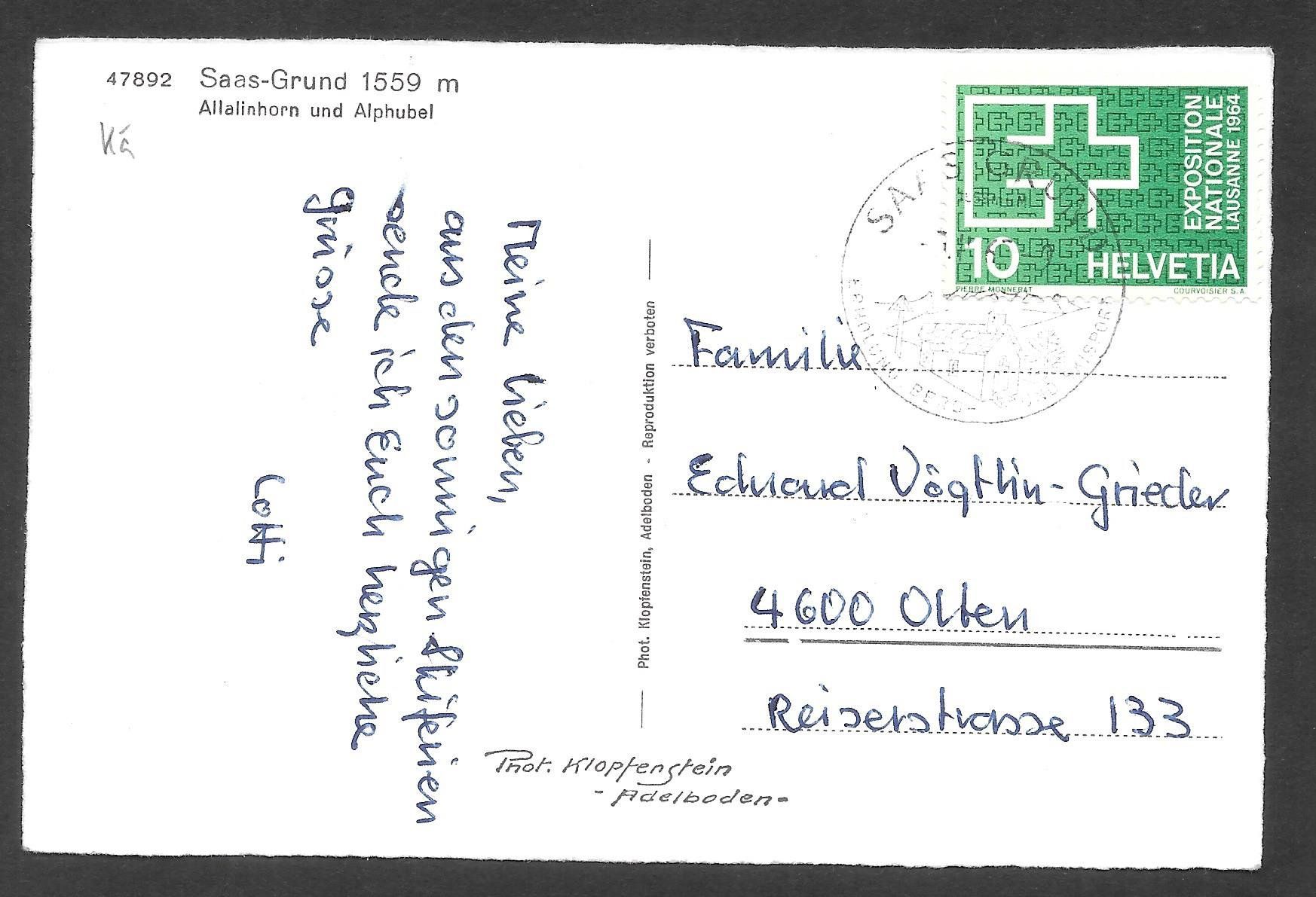 Cartoline postali: Saas - Grund Dorfansicht im Winter – Usato da Olten venduto da clotaldi 1