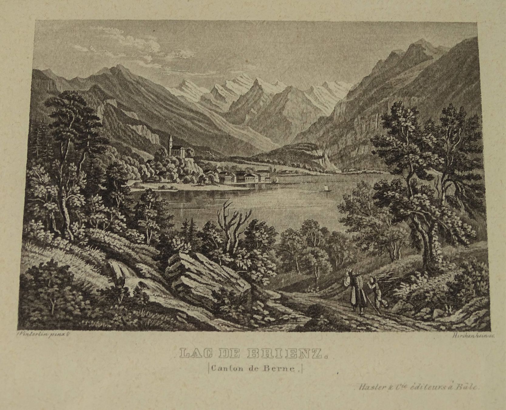 Incisioni: LAC DE BRIENZ, AQUATINTA UM 1850 – Usato da Grüningen venduto da Kartensammler 1