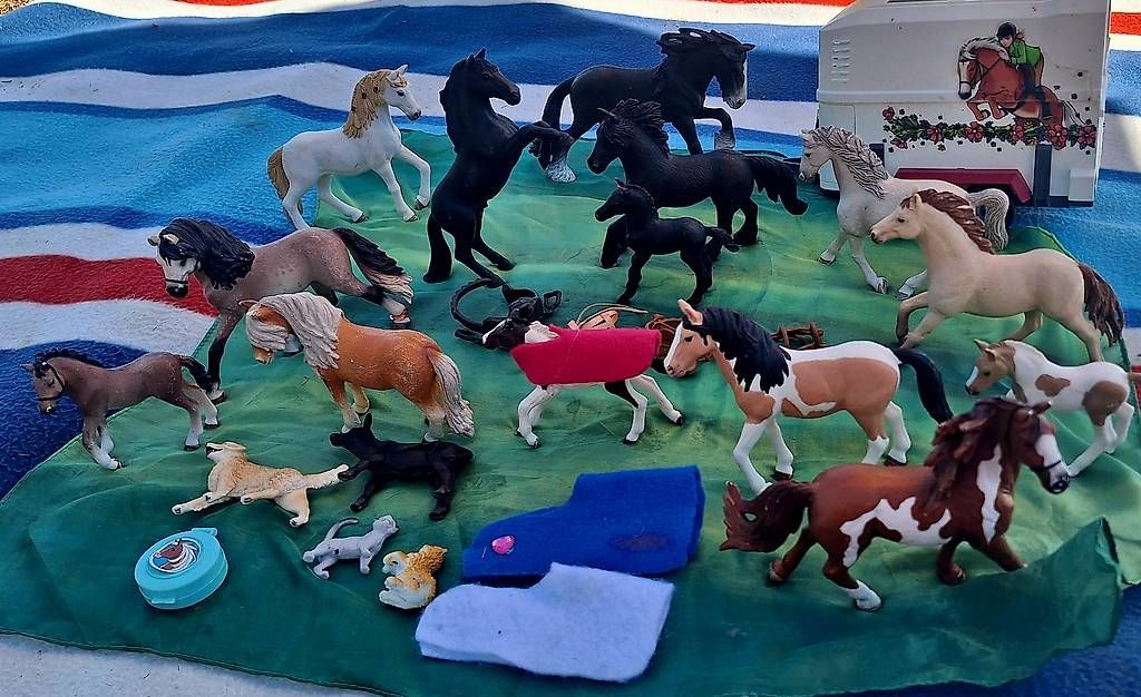 Giocattoli: Schleich Pferde Set mit Anhänger& Zubehör  – Usato da Rüti ZH venduto da la-93 3