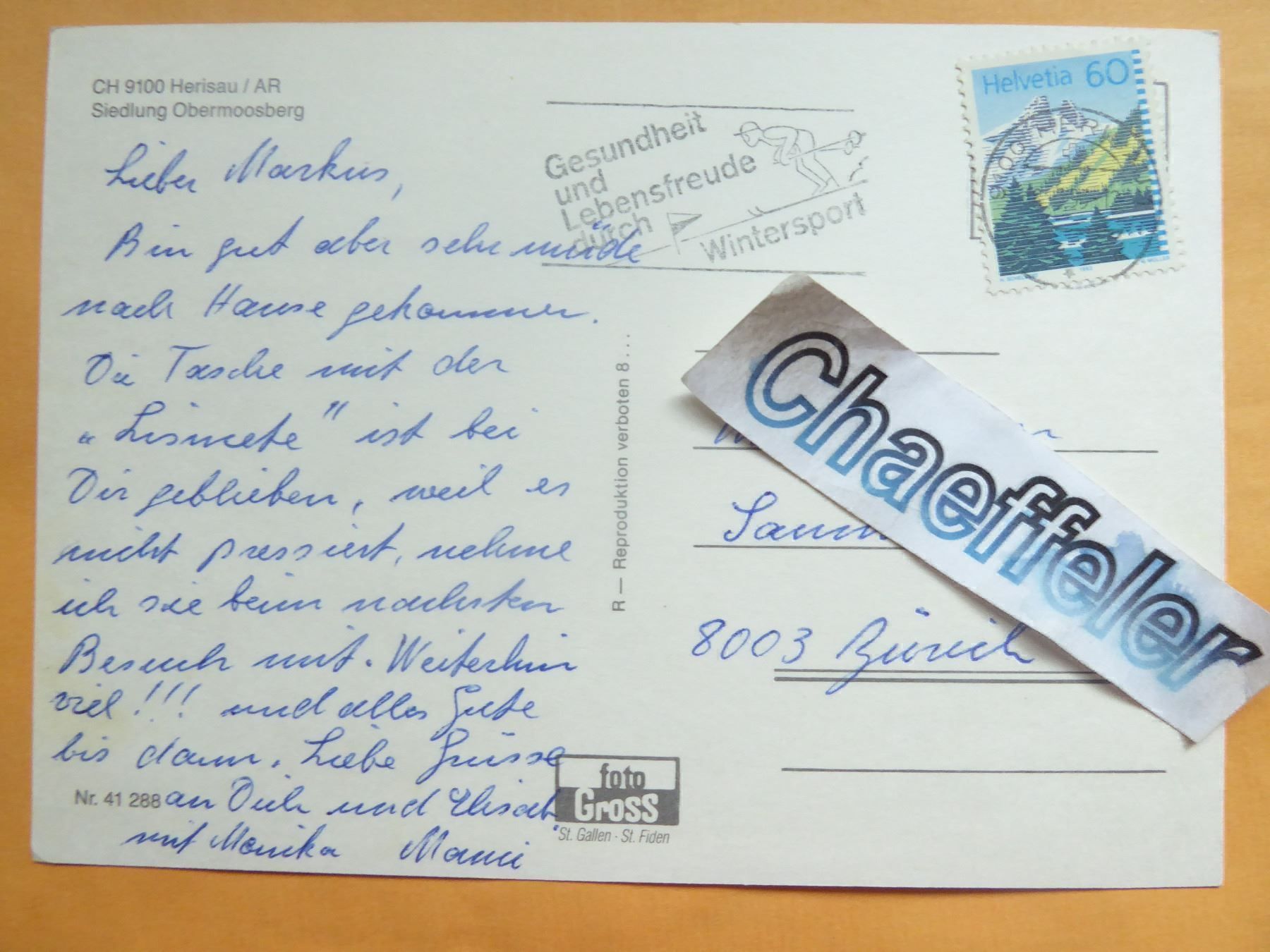 Ansichtskarten: 9100 Herisau  AR, Siedlung  Obermoosberg – Gebraucht aus Zürich von Chaeffeler 1