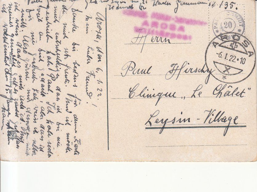Cartoline postali: Arosa 1922 – Usato da Bürglen TG venduto da StampGraf 1