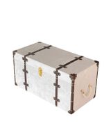 Vintage Holztruhe Velours weiss 70