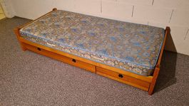 Lit individuel 190 x 90 cm avec sommier matelas 2 tiroirs