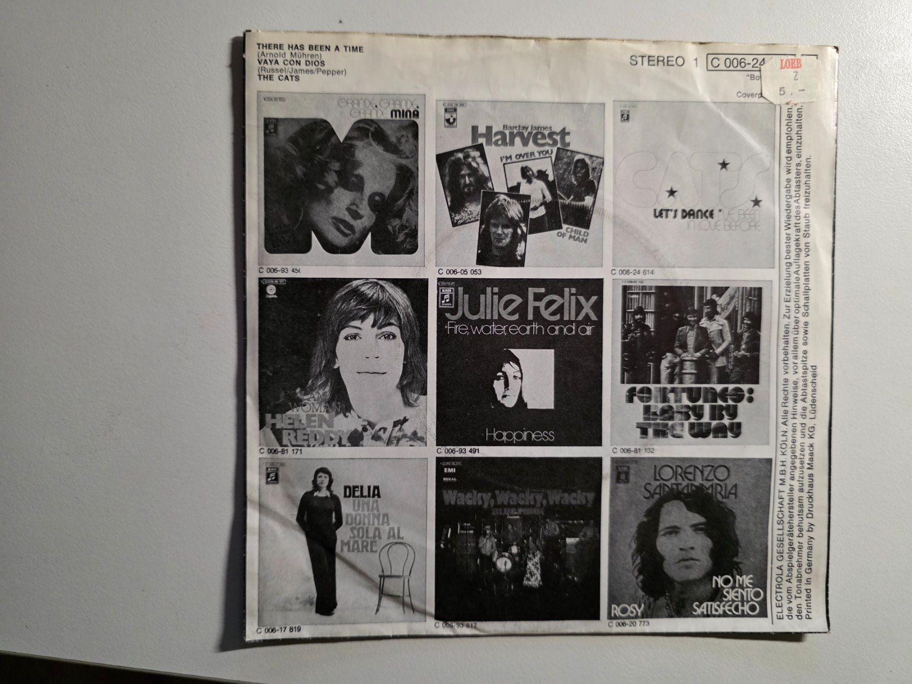 Dischi in vinile: Single Vinyl - The Cats - There has been a Time – Usato da Walterswil BE venduto da Lonitti 1
