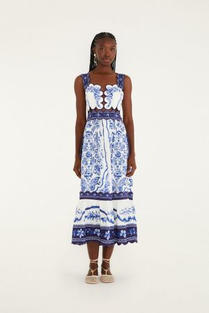 Farm Rio Porcelain Midi Dress