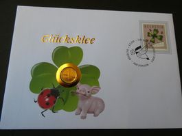 Schweiz 2018, FDC Glücksklee mit 1 Räppler 2002