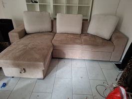 Ecksofa braun mit Bettfunktion und Stauraum