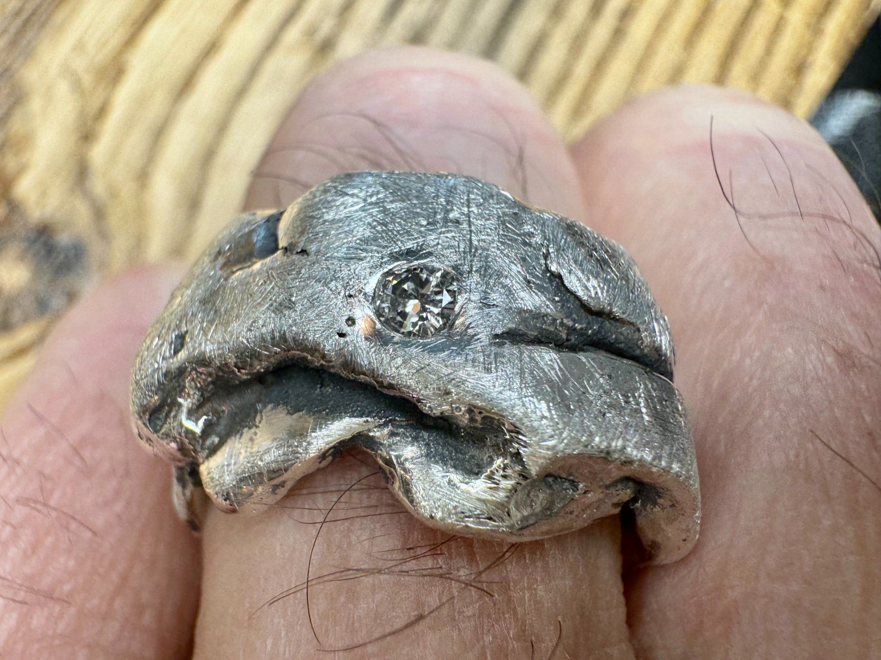 Anelli: Ein handgefertigter Diamant - Silber Ring – Nuovo e nell'imballaggio originale da Rüti ZH venduto da Herzschmiede 8