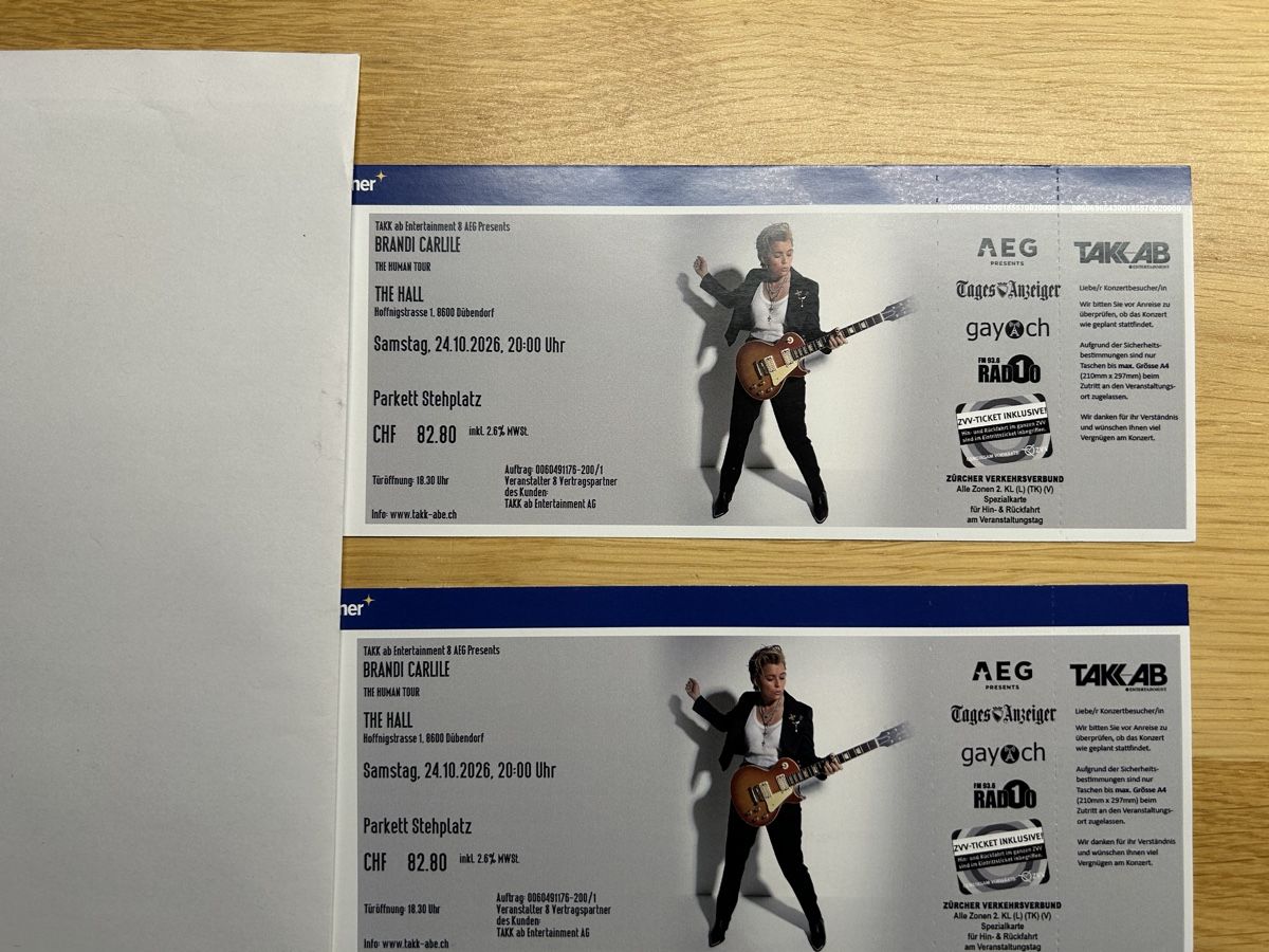 Biglietti: Brandi Carlile Konzerttickets – Nuovo (secondo la descrizione) da Mollis venduto da elementary_particles