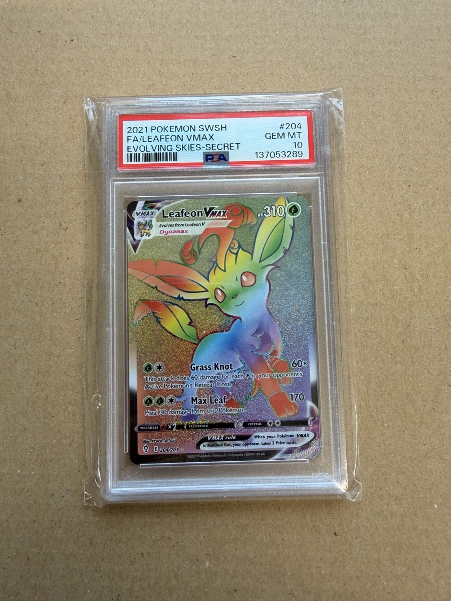 Pokémon Carte collezionabili: PSA 10 Leafeon VMAX Rainbow Rare 204/203 Evolving Skies – Nuovo (secondo la descrizione) da Frauenfeld venduto da Niautshax