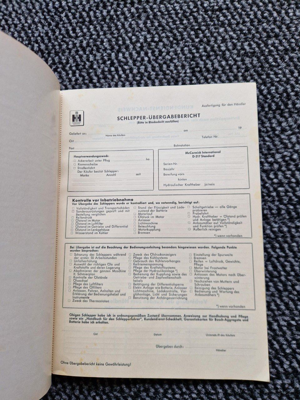 Trattori: Original Handbuch Mc Cormick D-217 Oldtimer Traktor – Usato da Dürnten venduto da Bachtel84 2