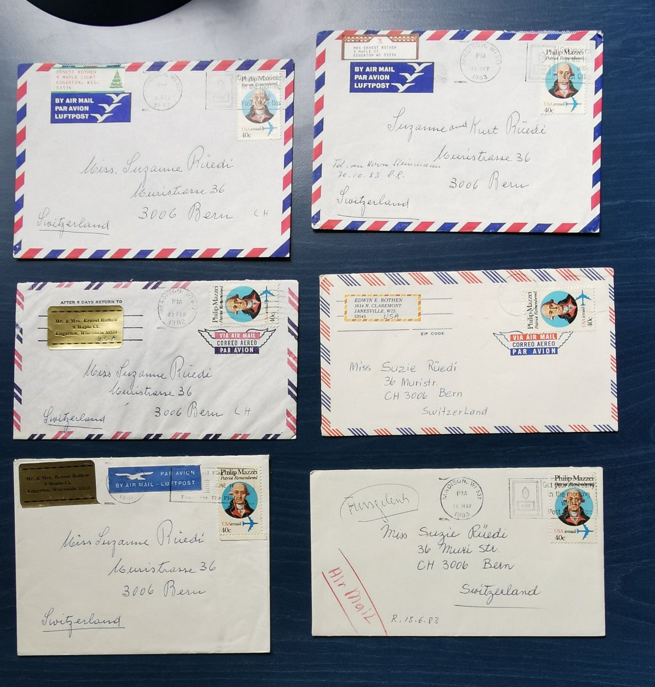 Alle Briefmarken: 6 USA-Belege – Gebraucht aus Aadorf von Chnorli-Furz