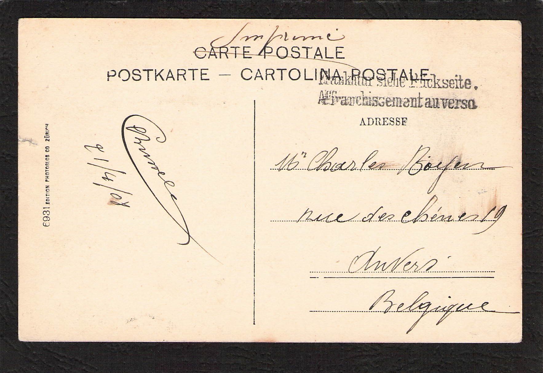 Cartoline postali: #Interlaken , gel. 1908 – Usato da Reichenburg venduto da Pipo-67 1