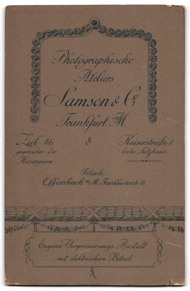 Fotografie & Manifesti: Fotografie Samson, Co, Frankfurt am Main – Usato da Berlin venduto da bartko-reher 1
