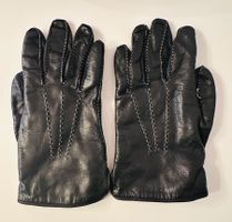 Damen Handschuhe Echtleder, schwarz, gefüttert, Grösse 7