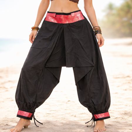Haremshose Hose schwarz Hippie Baumwolle Indien Hippie Goa