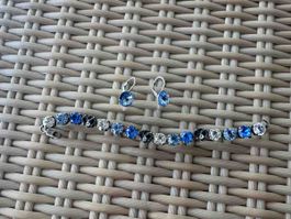 Schmuckset Armband und Ohrringe blau neuwertig