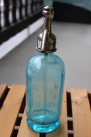 Alte Siphonflasche August Gyr Einsiedeln blaues Glas Rarität