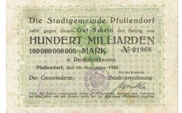 Pfullendorf 100 Mrd.Mark +Stempel 13.11.1923 SS+-SS++