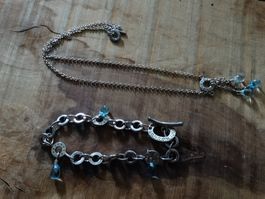 Link's London Silber 925 Set Armband+Halskette Blau