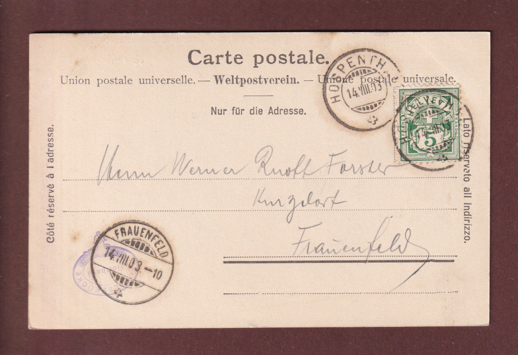 Cartoline postali: NÄGELISGRÄTLI - 1903 – Usato da Pully venduto da nicecards 1