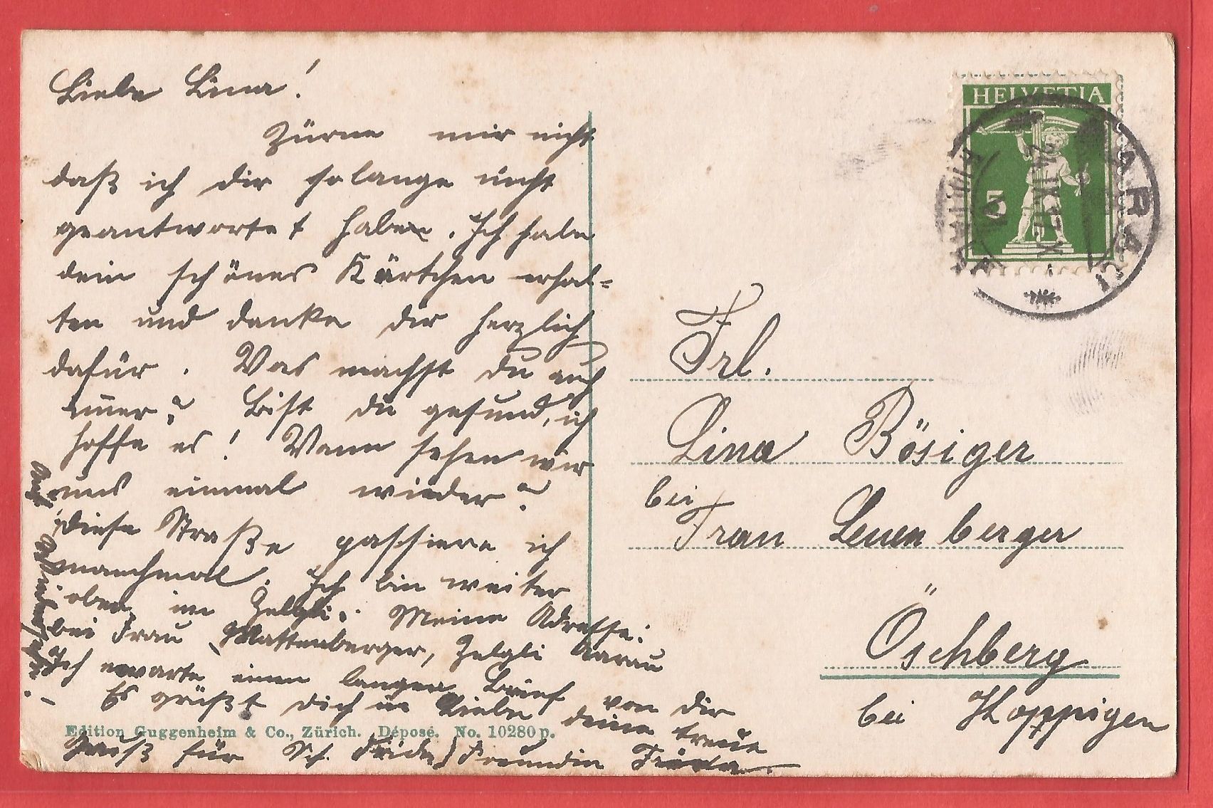 Ansichtskarten: Aarau - Bachstrasse - 1917 – Gebraucht aus Fislisbach von Porano 1