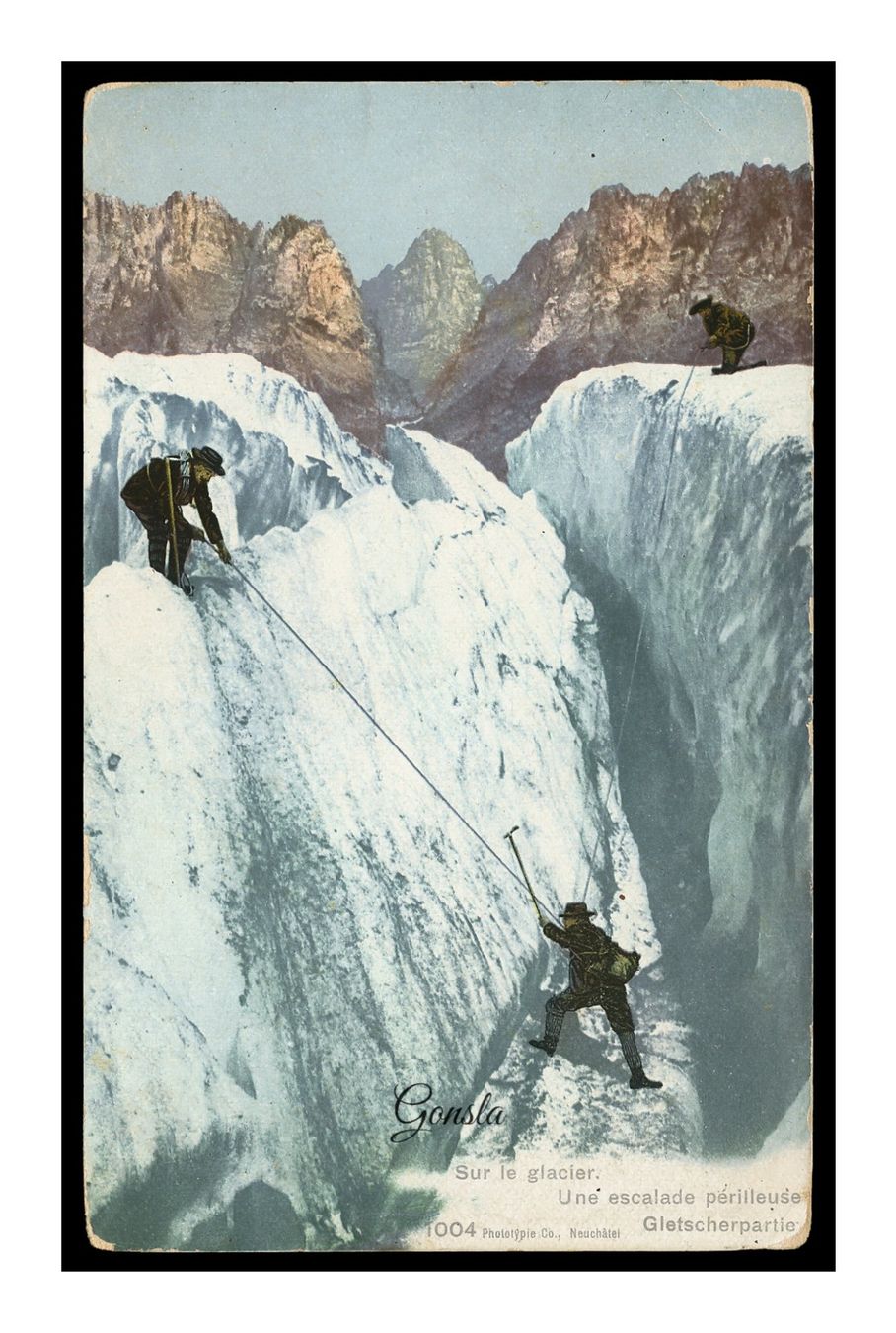 Cartoline postali: ALPINISME - 1901 "Une Escalade périlleuse" Sur le Glacier – Usato da Onex venduto da gonsla01